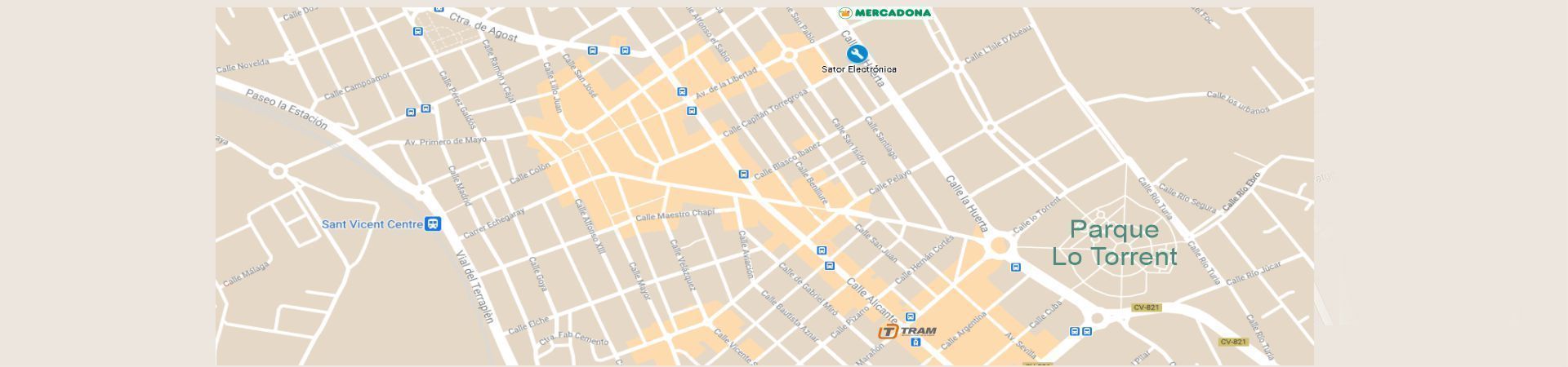 Dónde estamos Sator Electrónica servicio técnico en Alicante